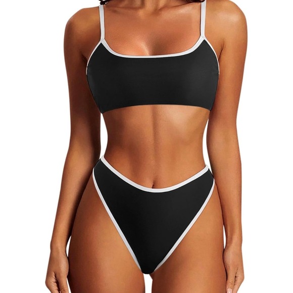Other - SUUKSESS Women High Waisted 2 Piece‎ Bikini Set Cheeky High Cut Bandeau Swimsuit